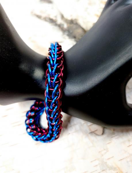 Red and Blue Full Persian Chainmaille Bracelet