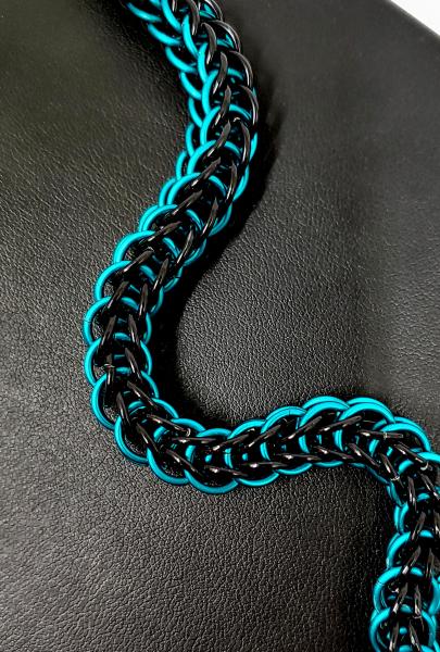 Black and Teal Full Persian Chainmaille Bracelet picture