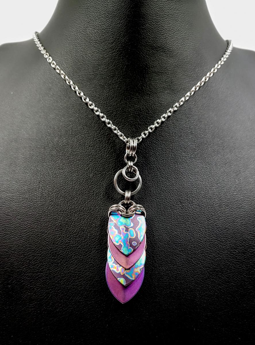 Mottled Rainbow and Purple Titanium Scale Pendant picture