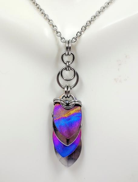 Purple Sunset Titanium and Stainless Steel Scale Pendant