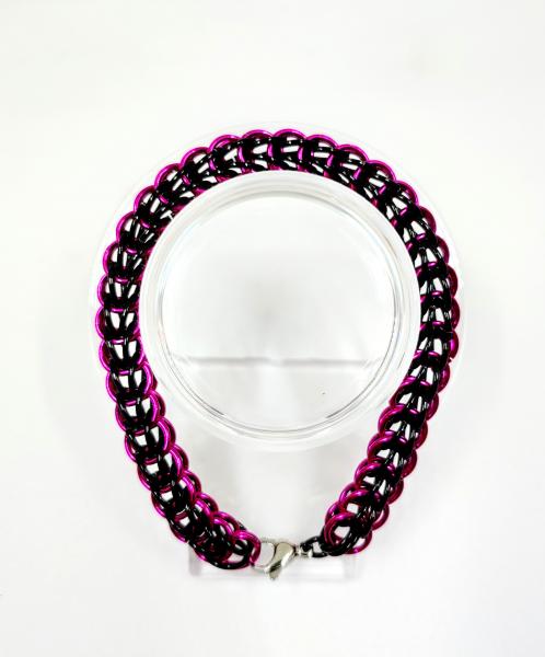 Black and Magenta Full Persian Chainmaille Bracelet picture