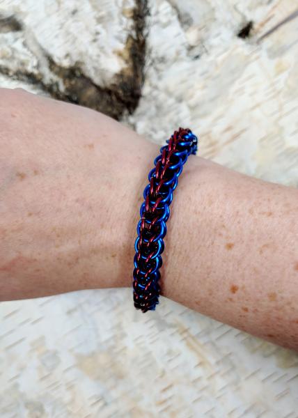 Red and Blue Full Persian Chainmaille Bracelet picture