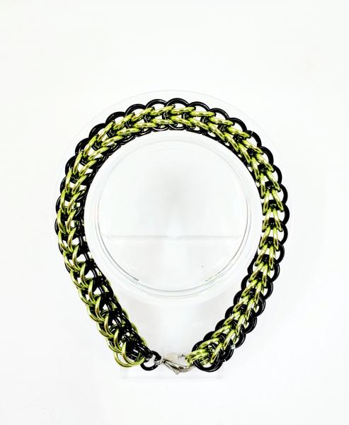 Black and Lime Full Persian Chainmaille Bracelet picture