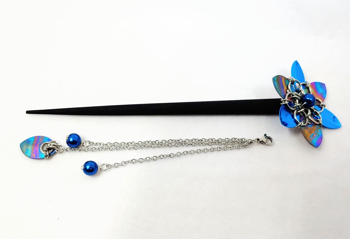 Hair Flower Hair Sticks: Blue Tropical Sunset Titanium picture