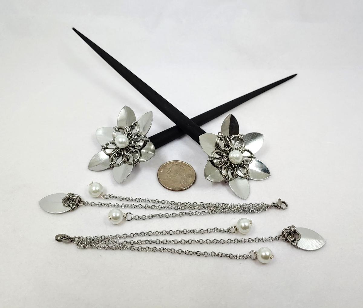 Hair Flower Hair Sticks: Silver Fantasy picture