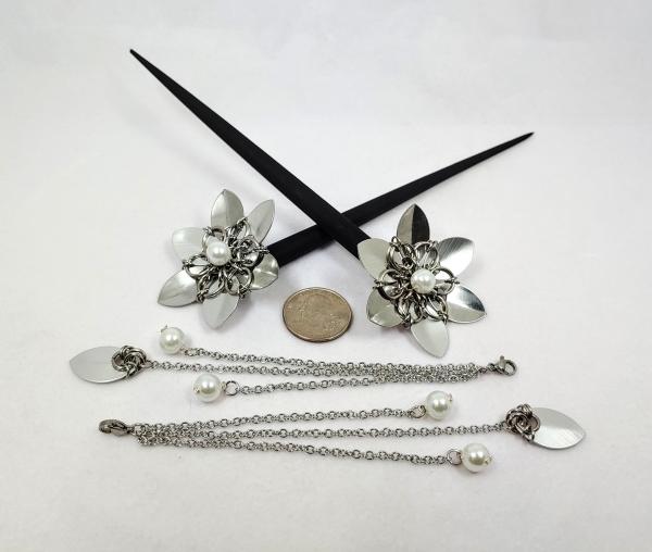 Hair Flower Hair Sticks: Silver Fantasy picture