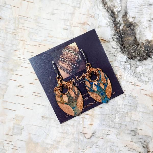 Tree of Life: Engraved Patina Copper Earrings picture