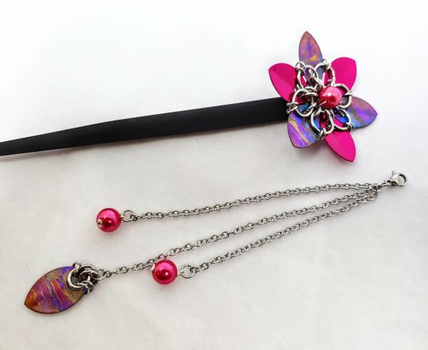 Hair Flower Hair Sticks: Pink and Purple Sunset Titanium picture