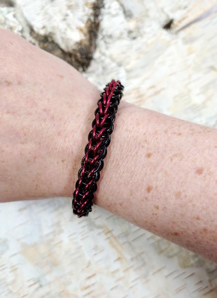 Red and Black Full Persian Chainmaille Bracelet picture