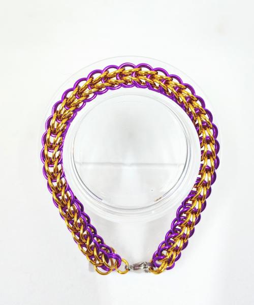 Purple and Gold Full Persian Chainmaille Bracelet picture