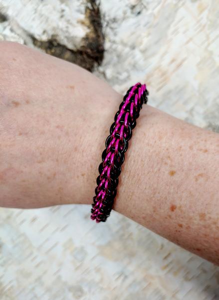 Black and Magenta Full Persian Chainmaille Bracelet picture