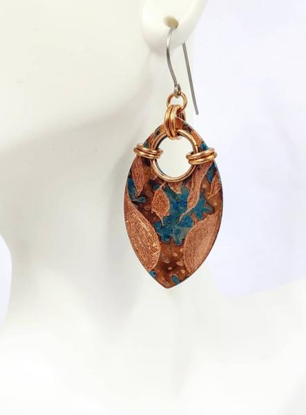 Tree of Life: Engraved Patina Copper Earrings picture