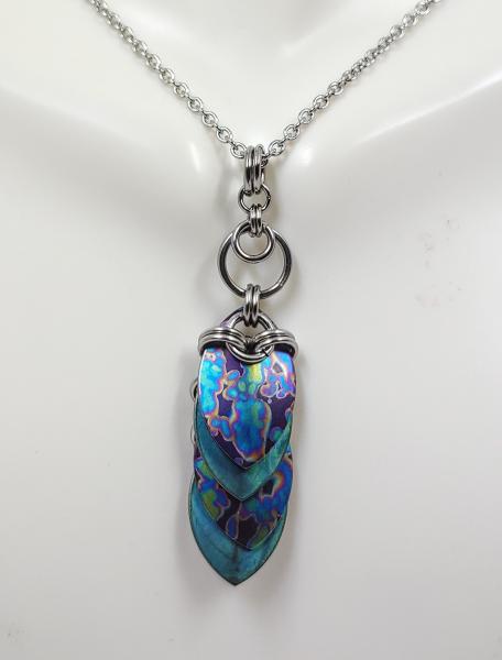 Mottled Rainbow and Green Titanium Scale Pendant picture