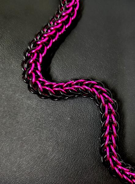 Black and Magenta Full Persian Chainmaille Bracelet picture