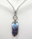 Mottled Rainbow and Stainless Steel Scale Pendant