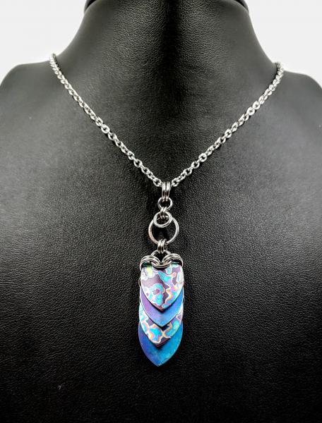 Mottled Rainbow and Blue Titanium Scale Pendant picture