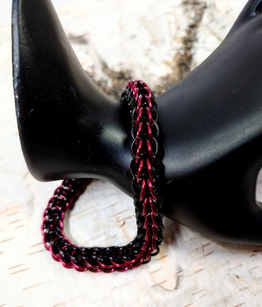 Red and Black Full Persian Chainmaille Bracelet picture