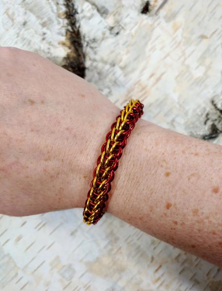 Red and Gold Full Persian Chainmaille Bracelet picture