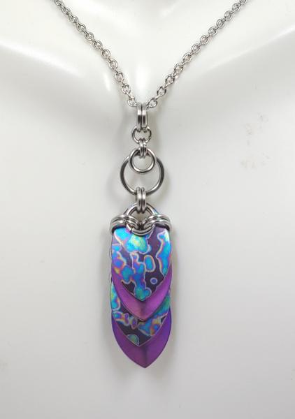 Mottled Rainbow and Purple Titanium Scale Pendant picture