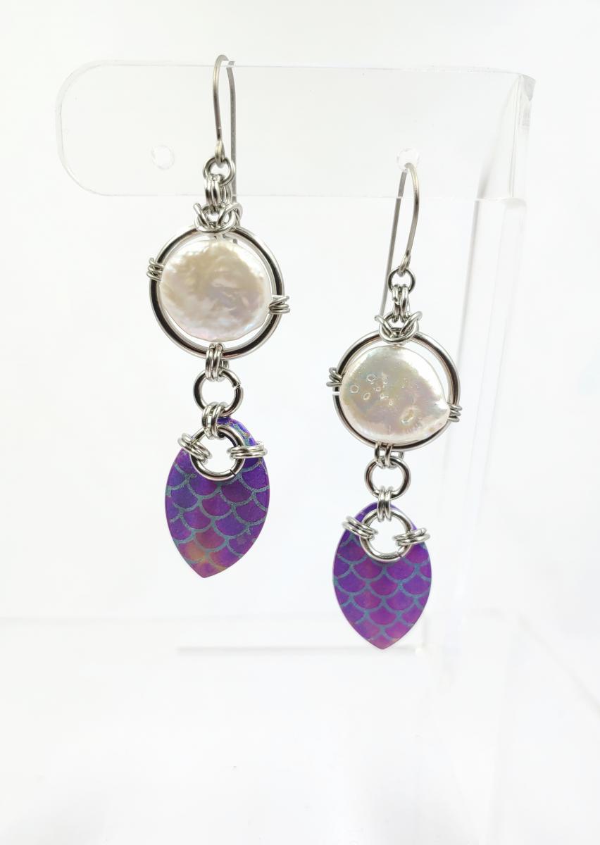 Mermaid's Treasure Earrings: Purple Scale picture