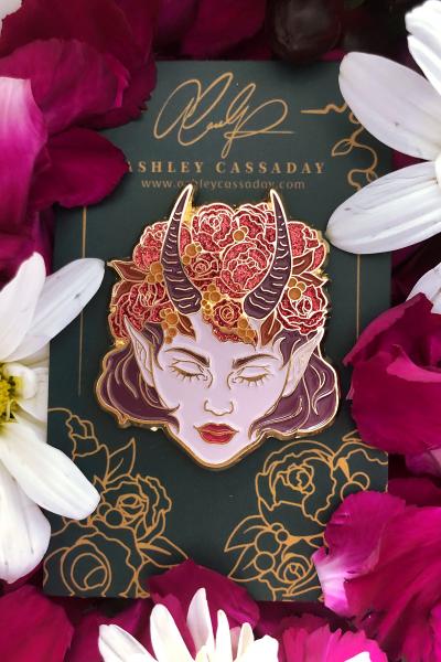 Purple Floral Fae Pin (Glitter Edition)