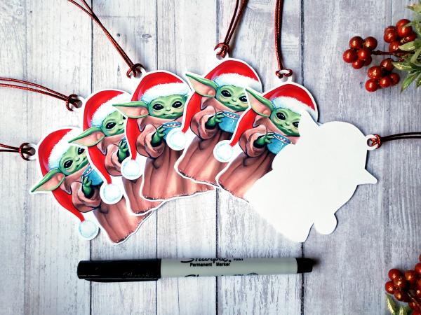 Baby Green Alien Gift Tag with Ribbon Christmas picture