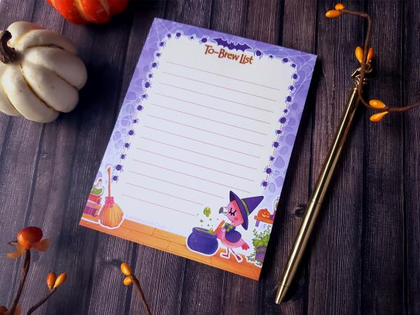 Halloween Flamingo Witch Notepad picture