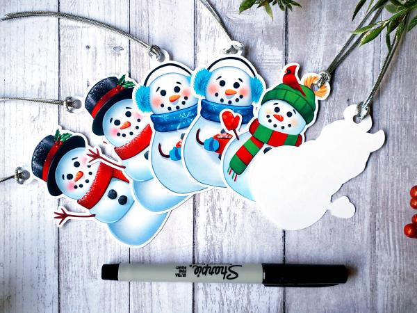 Happy Snowmen Gift Tag with Ribbon picture