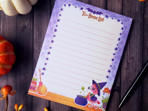 Halloween Flamingo Witch Notepad