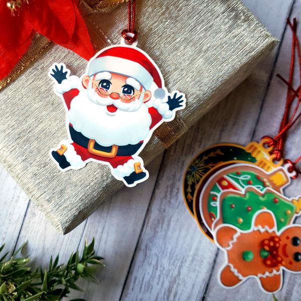 Santa Christmas Cheer Gift Tag with Ribbon