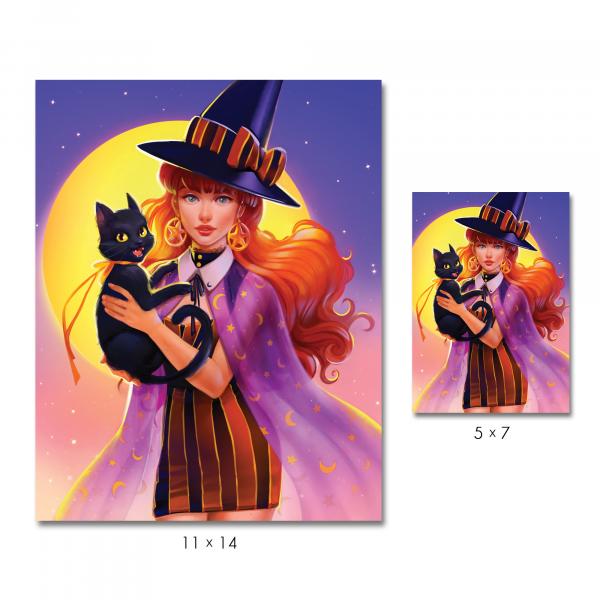 5" x 7" // 11" x 14" The Halloween Witch Print picture