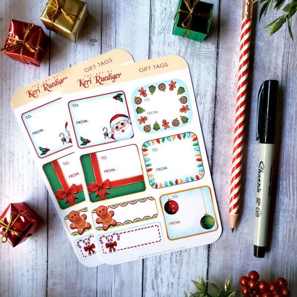 Santa Christmas Cheer Gift Tag Sticker Sheet picture