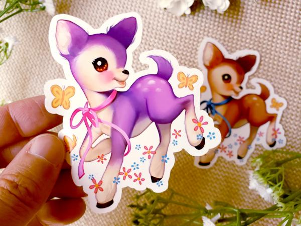 Cute Spring Deer Friends Vinyl Sticker picture