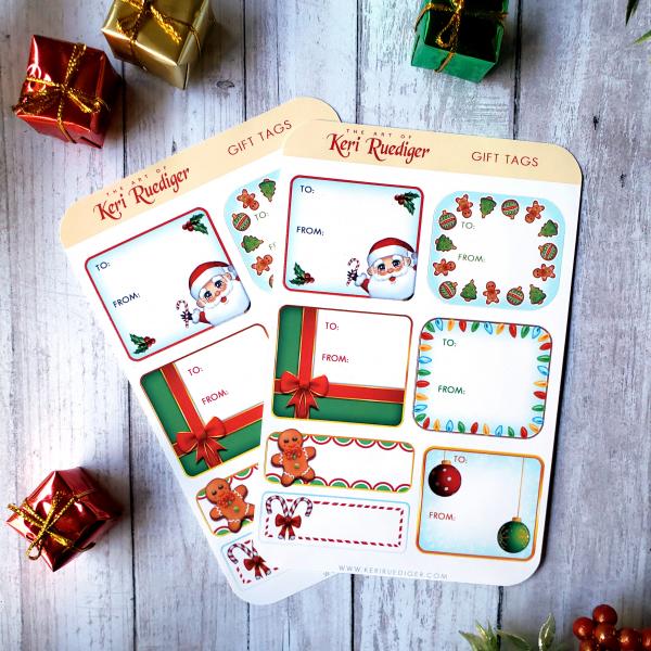 Santa Christmas Cheer Gift Tag Sticker Sheet