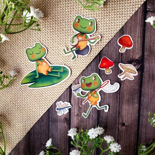 Cute Frog Toad Mushroom Vinyl Sticker Pack picture