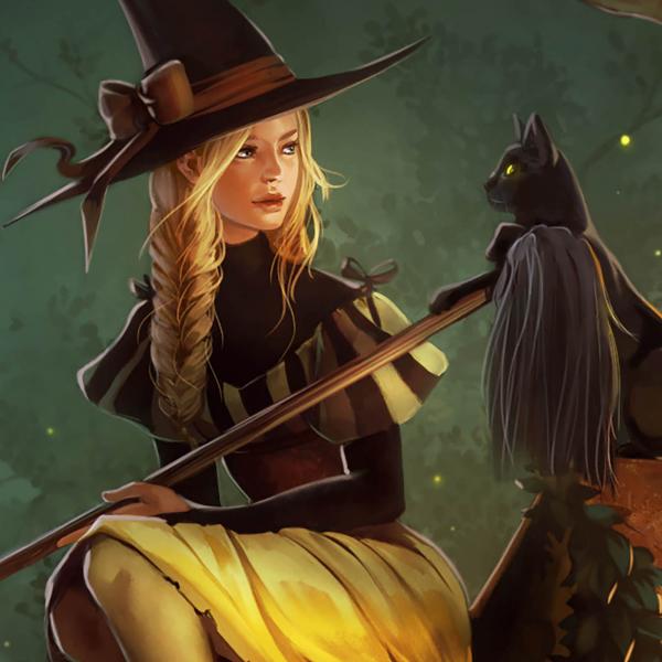 5" x 7" // 11" x 17" Halloween Witch Print picture