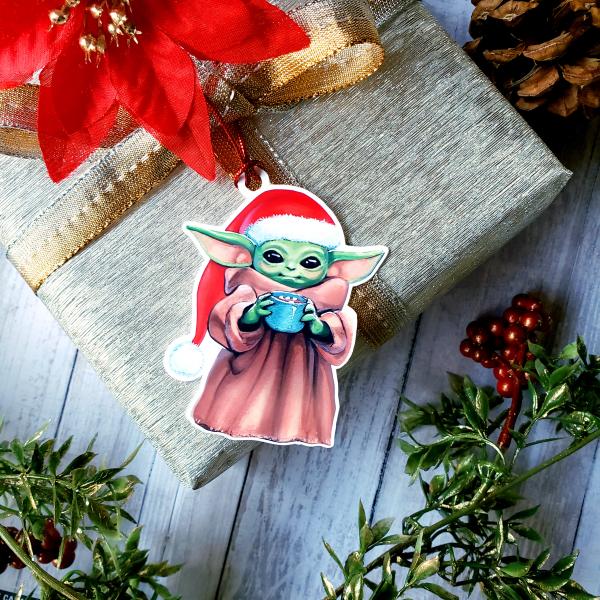 Baby Green Alien Gift Tag with Ribbon Christmas