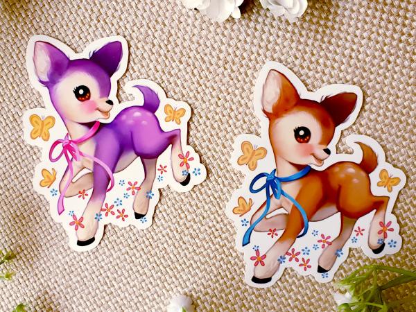 Cute Spring Deer Friends Vinyl Sticker picture