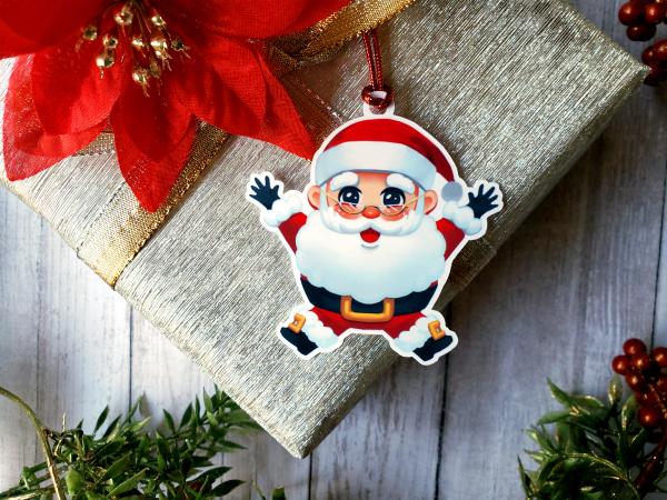 Santa Christmas Cheer Gift Tag with Ribbon picture