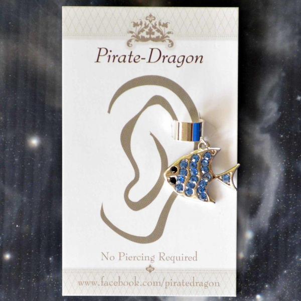 Blue Gem Fish Non-Pierced Ear Cuff (EC9179)