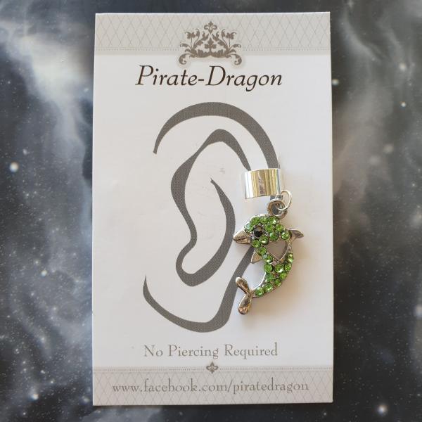 Green Gem Dolphin Non-Pierced Ear Cuff (EC9196) picture