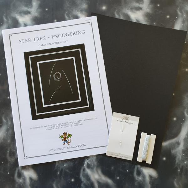 Star Trek - ENGINEERING Badge Inspired Card Embroidery Kit (Black Card)