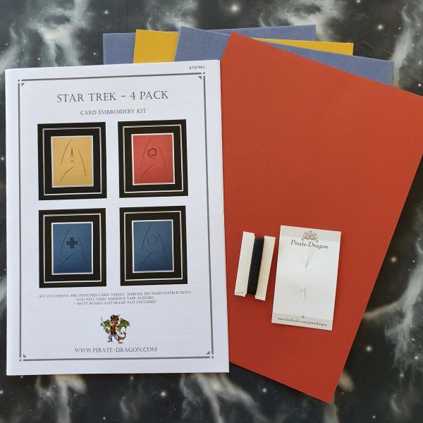 Star Trek - 4 x Badge Inspired Card Embroidery Kit (Red, Yellow & Blue Cards) picture