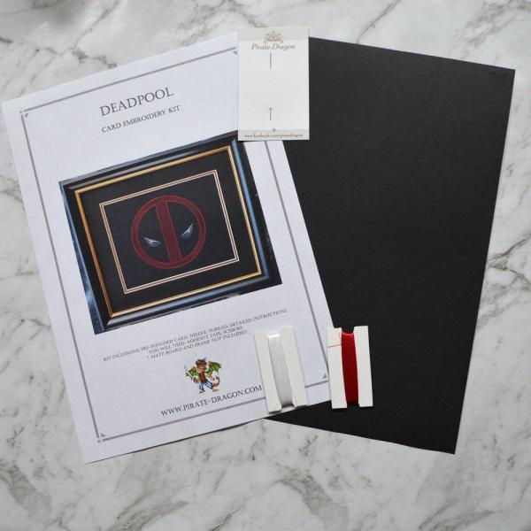 Deadpool Inspired Card Embroidery Kit (Black Card) picture