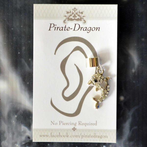 White Gem Dolphin Non-Pierced Ear Cuff (EC9200) picture