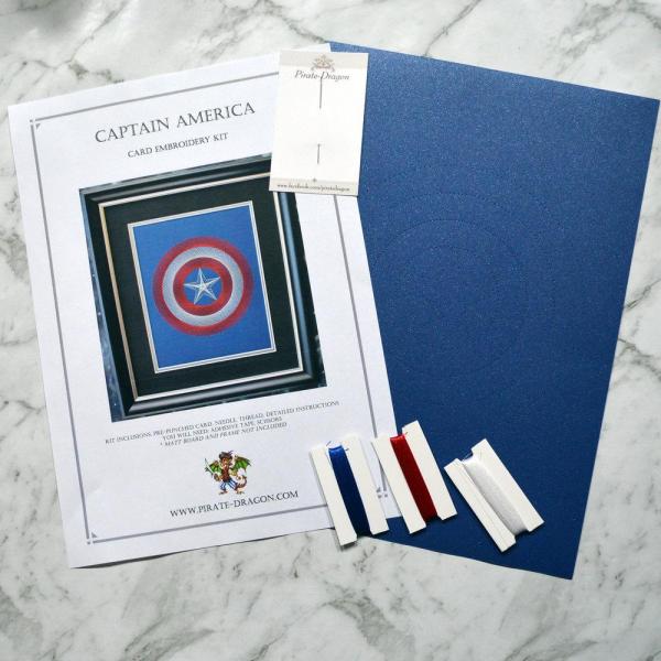 Capt America Inspired Card Embroidery Kit (Blue Card)