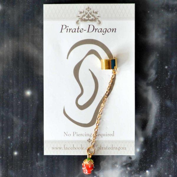 Strawberry on Chain Non-Pierced Ear Cuff (EC9459) picture