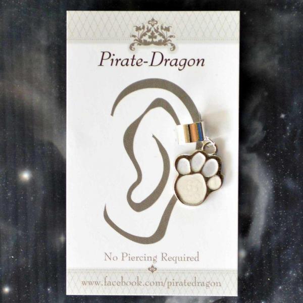 White Paw Print Non-Pierced Ear Cuff (EC9406) picture