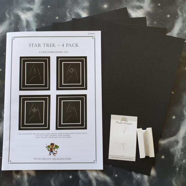 Star Trek - 4 x Badge Inspired Card Embroidery Kit (Black Card) picture