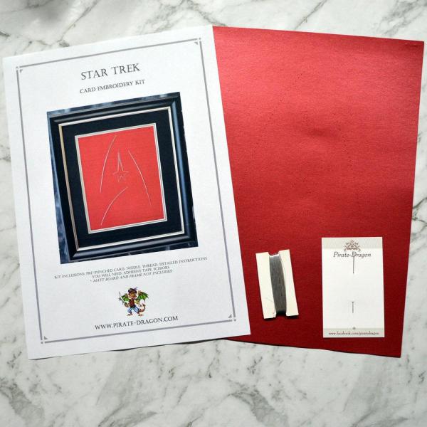 Star Trek - COMMAND Badge Inspired Card Embroidery Kit (Red Shirt Card)